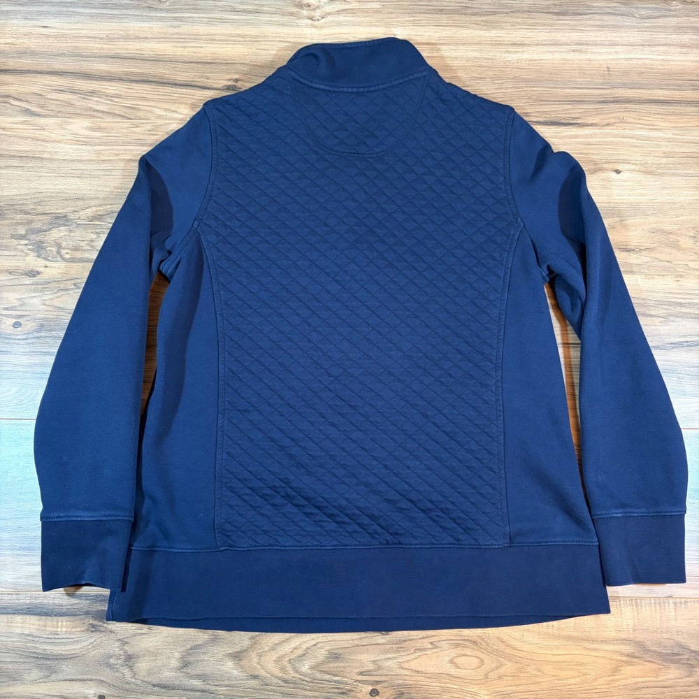 LL Bean Womens Quilted Quarter Zip Pullover Sweatshirt Navy Blue Large 502745 - Picture 11 of 12